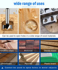 Heavy Duty Carbon Steel Forstner Drill Bit Knocks Out Flawless Flat Bottom Holes In Wood And Plastic Without The Slack Or Fuss Packs Sweetly Into A Sturdy Storage Case So Your Gear Stays Neat And Ready To Roll, displaying various wood types.