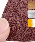 Close-up of Triangle Sanding Pads Kit For Oscillating Multi Tool 80mm 3 And One Eighth Inch Hook And Loop Sandpaper surface texture