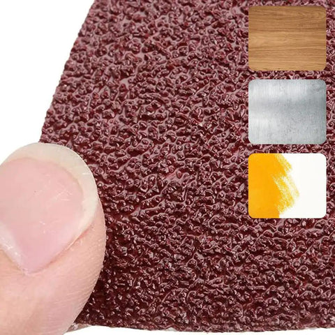 Close-up of Triangle Sanding Pads Kit For Oscillating Multi Tool 80mm 3 And One Eighth Inch Hook And Loop Sandpaper surface texture