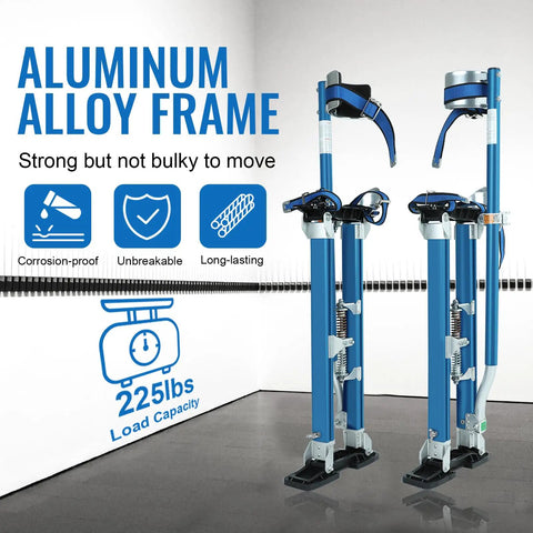 Adjustable 24 To 40 Inch Aluminum Drywall Stilts For Painting, Taping, Or Cleaning - Pro Grade Lightweight Stilts, Blue