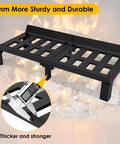 Heavy Duty 20 Inch Fireplace Grate For Wood Stoves And Fireplaces, Wrought Iron Log Holder with detachable legs in use