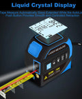 4 In 1 Laser Measure Tool With 60m Range Laser Distance Meter And 16Ft Self Locking Tape Cross Line Dual Axis Angle Finder Rechargeable Pro Grade Build Kit For Pros with LCD display and extended tape