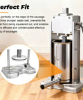 Sausage stuffer machine with close-up of plunger and Rubber Gasket Plunger Seal For Sausage Stuffers 20 To 30 Lb Fits Eight Point