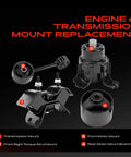 Engine and transmission mount kit components with transmission mount, torque strut, and motor mounts; Smooth Out That Rod Shake Heavy Duty Engine Motor And Transmission Mount Kit With Torque Strut Mount Compatible With Toyota Camry Avalon Solara Lexus ES300 V6 3.0L Automatic.