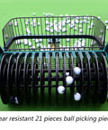 Golf Ball Retriever With 13 Channel Picker Holds Up To 600 Balls lightweight durable ball collector and trolley on green.