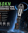 Brisk 18V Electric Pipe Crimping Tool For 3/4 And 1 Inch Copper Lines with 60kN pressure and rotating head.