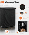 Fire Pit Storage Station For Solo Stove And Other Fire Pits With Heavy Duty Steel Frame And Waterproof Cover, log storage view