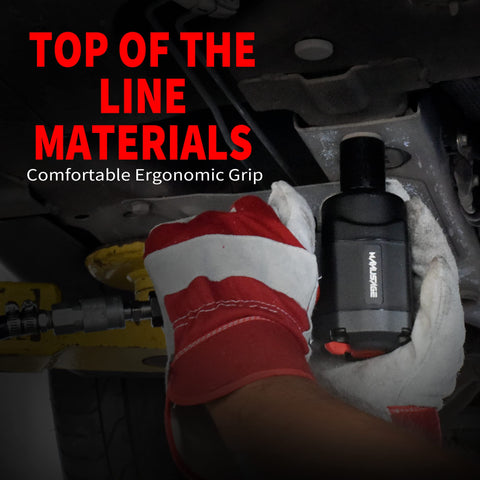 Compact Half Inch Air Impact Wrench Delivers Up To 700 Ft-Lb Max Torque, 450 Ft-Lb Working Torque, And 9000 RPM in action