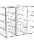 Clear Acrylic Thirteen Drawer Storage Makeup Organizer For Desk Bathroom Vanity Counter, stackable design.