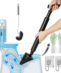 Heavy Duty Air Pressure Toilet Plunger That Will Blast Through Stubborn Kitchen Sink Or Floor Drain Clogs Fast Save A Buck Straight Up Skipping Awful Plumber Calls, shown in use with ergonomic handle.