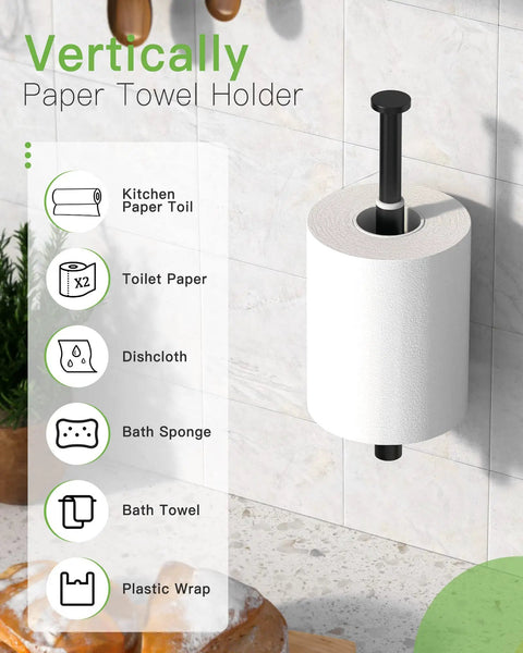 Adjustable Self Adhesive Paper Towel Holder Under Cabinet And Under Counter Wall Mount For Kitchen And Bathroom Organization No Drill Install Sticks On With Adhesive Pad And Screws Extends From 7.5 To 14 Inches