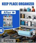 Heavy Duty 5052 Aluminum Work Station Cabinet With Flip Up Tray And Paper Towel Rack, Trailer Door Organizer showing organized tools