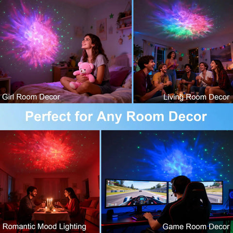 Smart Galaxy Star Projector With Nebula Night Light, 16 Million Colors, App And Voice Control for diverse room settings