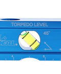 Electrician Level With CNC Machined Aluminum Body Five Acrylic Vials Magnetic Jaw For Tight Spaces And Conduit Installations Pro Grade Alignment Tool Kit displayed horizontally.