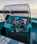 Boat dashboard with Six Gang Marine Rocker Switch Panel Waterproof With Circuit Breakers Digital Voltage Display PD QC3 USB Port and 12V Socket