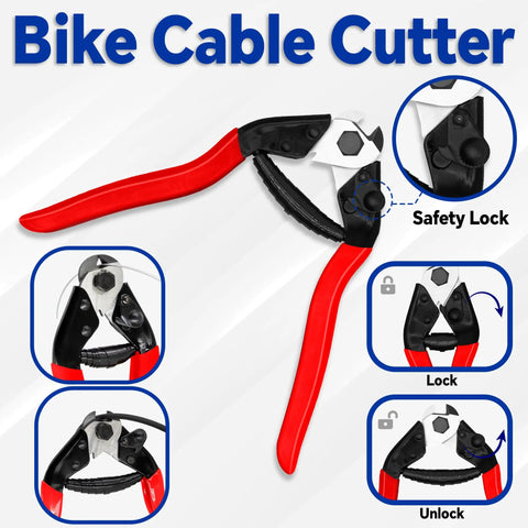 103 Piece Universal Bike Brake And Shift Cable Kit With Stainless Line Cutter Featuring Safety Lock Mechanism
