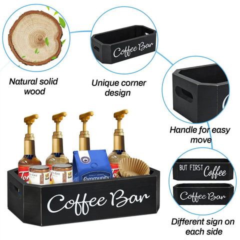 All In One Coffee Station Organizer For Countertops And Bar Accessories Holds K Cup Pods Syrups Sugar Stirrers And More Black Finish