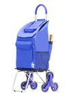 Stair Climber Bigger Trolley Dolly Foldable Shopping Cart With Six Wheel Design For Easy Stair Climbing Blue Grocery Getter