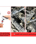 Magnetic Swivel Spark Plug Socket Set With Gap Tool, 3/8 Inch Drive, 9/16, 5/8, 14mm, 16mm, 6 And 12 Point Sockets For DIYers shown in use