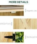 Close-up of magnetic latch and solid wood frame details of 32 Inch Heavy Duty Workshop Cabinet With Galvanized Steel Top And Dual Rolling Shelves Tough As Nails Tool Cabinet.