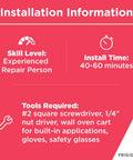 Installation information for Thermostat Replacement For Electric Ranges And Stoves Model 318578506 with tools and time.