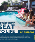 Sweet Tea Comfort Pro Rocker Outdoor Rocking Chair With Shoulder Strap by a poolside, two adults in swimsuits relaxing.