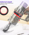 Dust Bin Top Sealing Ring Replacement For Cyclone V10 SV12 Vacuum Cleaner Fits Absolute Motorhead Allergy Animal And More Models Premium Quality Durable Seal Part Fast Install No Leaks in use, showing sealed dust bin.
