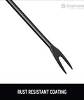 Close-up of a steel Extendable Garden Weeder With Telescoping Handle For Raised Beds Adjustable 18 To 32 Inches, black coating