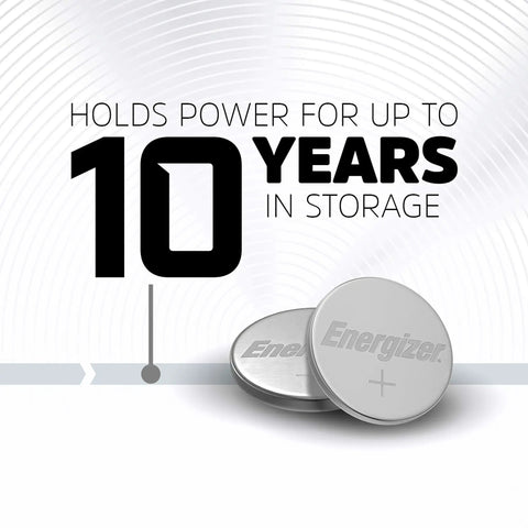 Dead Set Reliable 1216 Lithium Coin Cell Battery Single Pack placed on a background displaying 10 years power retention.