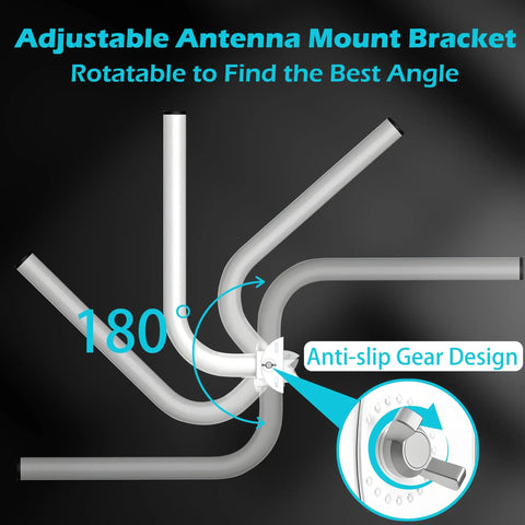 Beefy Outdoor Antenna Mount Pole For Wall Or Pole Install 1.5 Inch OD By 17 Inch Long Universal J Pole Bracket adjustable angle view