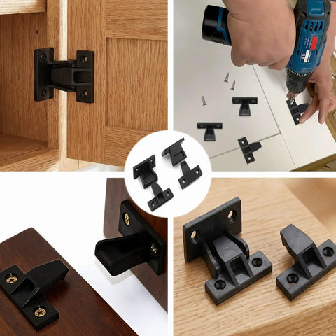 Solid As A Rock 12 Pack Panel Clip Connectors Zero Hassle Abs Plastic Hidden Wall Mounts And Quick Install Cabinet Fasteners for installation on wood furniture.