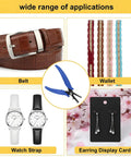 One Sixteenth Inch Round Hole Punch Pliers For Sheet Metal And Leather Crafting shown with belt, wallet, watch strap, earrings