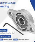 Pack Of Two Pillow Block Bearings With Three Eighths Inch Bore Zinc Alloy Steel Mounted Flange Self Alignment Insert Bearings Housing For Conveyors Machinery Automotive And Power Transmission Equipment KFL000 shown with hexagonal wrench