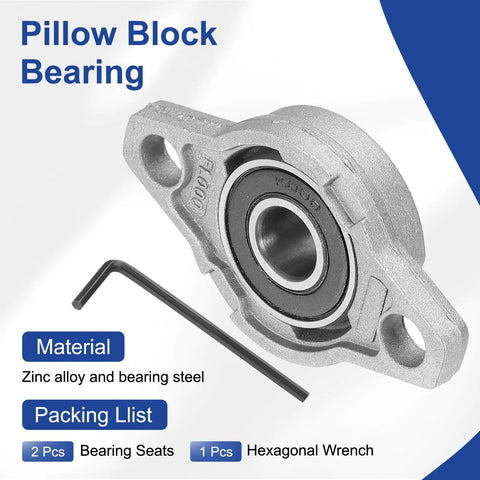 Pack Of Two Pillow Block Bearings With Three Eighths Inch Bore Zinc Alloy Steel Mounted Flange Self Alignment Insert Bearings Housing For Conveyors Machinery Automotive And Power Transmission Equipment KFL000 shown with hexagonal wrench