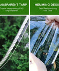 Straight Up Heavy Duty Clear Vinyl Tarp 3X6 Ft Transparent Waterproof Sheet showing clear PVC material and reinforced hem.