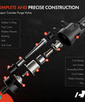 Exploded view of Vapor Canister Purge Solenoid Valve Replaces OE Unit for Chevy Buick GMC Cadillac Cars SUVs with labeled parts.