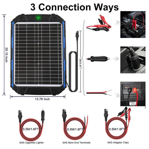 20W 12V Solar Battery Trickle Charger And Maintainer With Built In MPPT Controller Waterproof Solar Panel Kit image