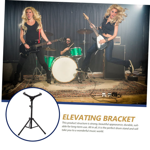 Heavy Duty Adjustable Snare Drum Stand showcasing thick alloy chassis in a vibrant band rehearsal setting.