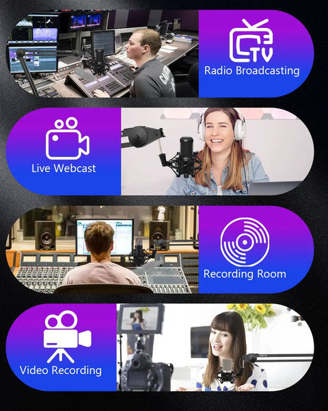 Universal Microphone Shock Mount For 47mm To 53mm Mics, podcasting, broadcasting, live streaming, recording scenes.