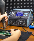 Pro Grade All In One 2 In 1 Soldering Iron Kit And Hot Air Rework Station With LCD Display used on electronics