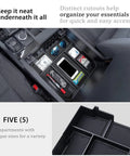 Center Console Organizer For 2022 2023 2024 2025 2026 Toyota Tundra And 2023 2024 2025 2026 Sequoia Armrest Storage Tray with five compartments