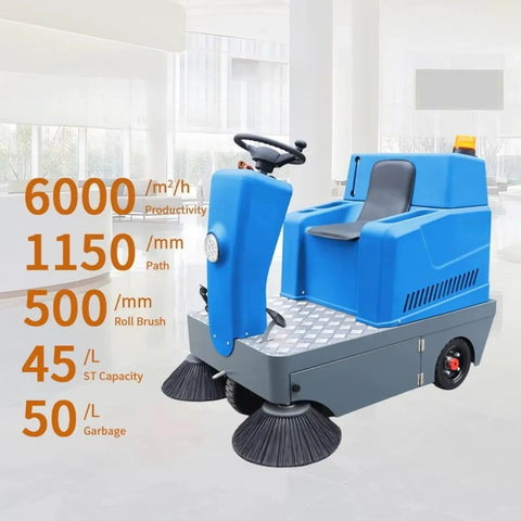 Heavy Duty Ride On Industrial Floor Sweeper Machine Perfect For Warehouse Factory Cleaning And Large Commercial Area Maintenance With Efficient Sweeping Equipment Designed To Tackle Tough Debris And Keep Your Workspace Spotless