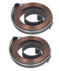 Durable Steel Drill Press Return Spring Set For Bench Drills, Smooth Top Return, Coil Spring Assembly, 2 Pack, shown from top view.