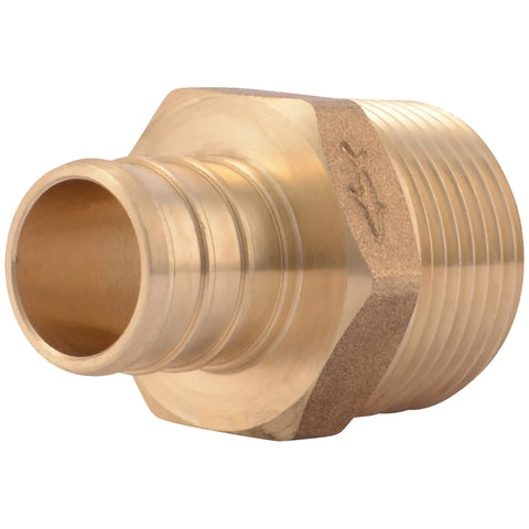 Three Quarter Inch Brass Crimp MNPT Male Adapter For PEX And PE-RT Pipes To FNPT Threaded Connections Copper Plumbing Fitting