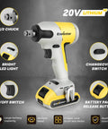 Cordless Brushless Impact Wrench Half Inch Drive With 300 Nm Max Torque 3000 IPM Two Speed 20V Battery Tool Features