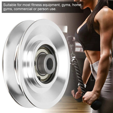 Aluminum 80mm Pulley Wheel For Cable Machines And Gym Equipment, shown with gym cable use
