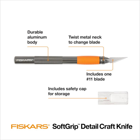 Detail Craft Knife For Precise Cutting And Fine Detail Work, Exacto Hobby Knife For Arts And Crafts with orange SoftGrip handle.