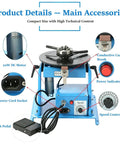 Heavy Duty Three Jaw Chuck Welding Positioner Rotary Turntable with 20W motor, speed control knob, and foot pedal.