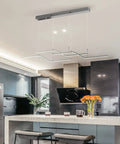 Modern LED Chandelier Three Light Chrome Pendant Fixture With Dimmable 45W Integrated LED in kitchen setting