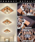 Two saditesdk 6 Pcs Recessed Lighting Cube Luxury Trim Kits Dimmable Led Recessed Lighting Square Crystal Spotlight Flush Mount Downlights with illuminated crystal lampshades.